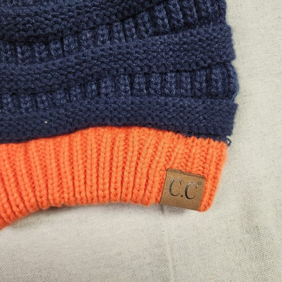 Auburn Tigers Colors Beanie One Size Fits All Blue Orange Pom Pom - Picture 2 of 7